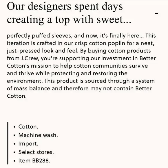 J. Crew puff sleeve cotton poplin top. Size XS. - Picture 4 of 14